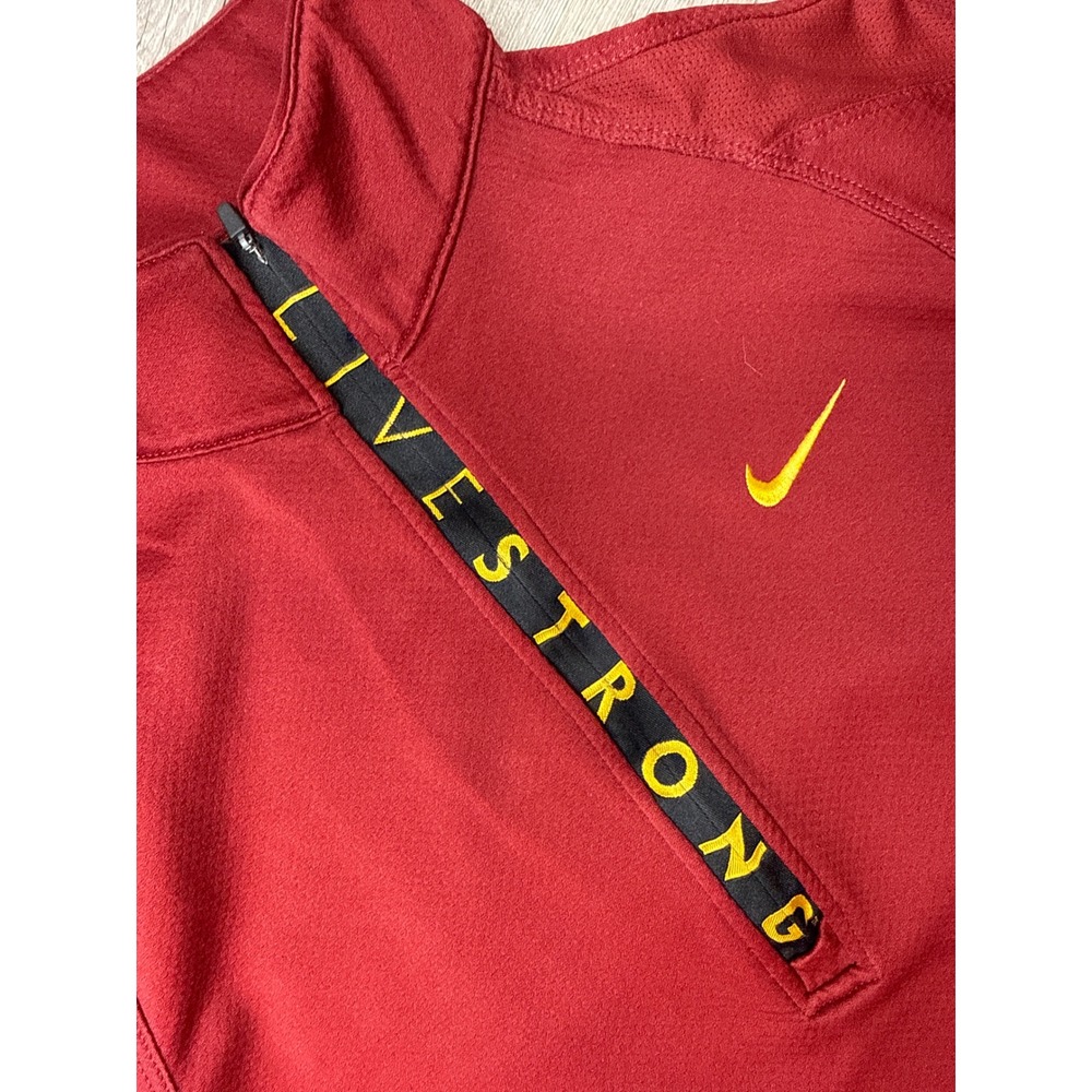 Nike Dri Fit LIVESTRONG Quarter Zip Pullover Red Men's Small